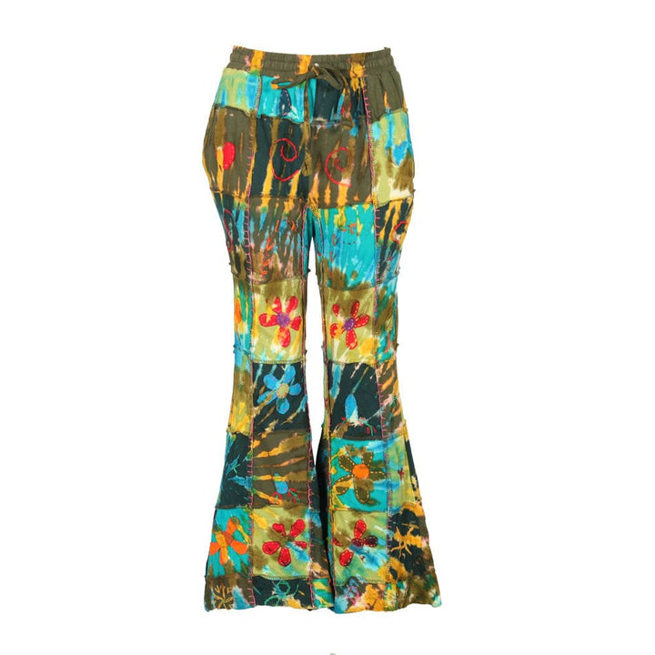 Kick Flare Patchwork Trousers