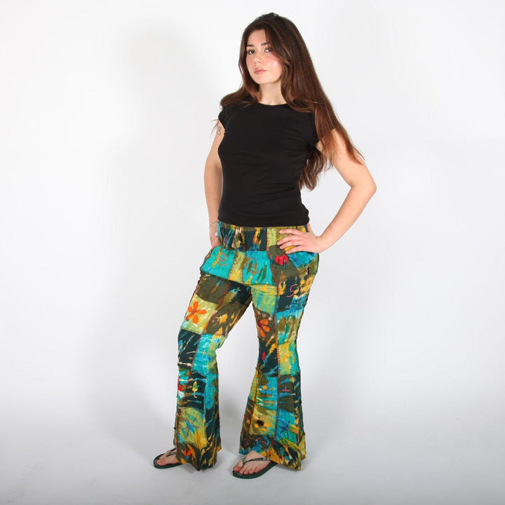 Kick Flare Patchwork Trousers