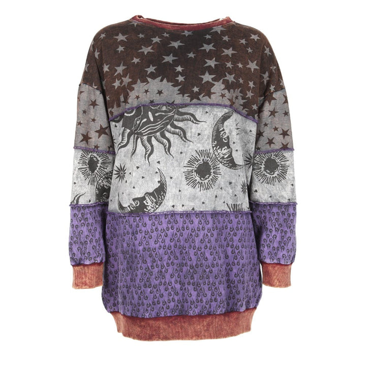 Oversized Longline Patchwork Sweatshirt