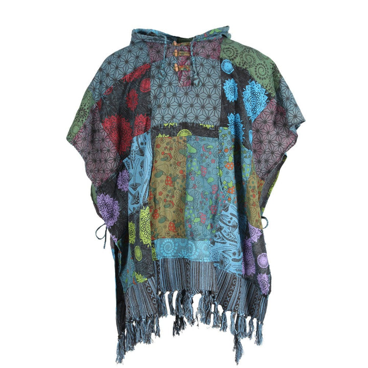 Hooded Patchwork Poncho