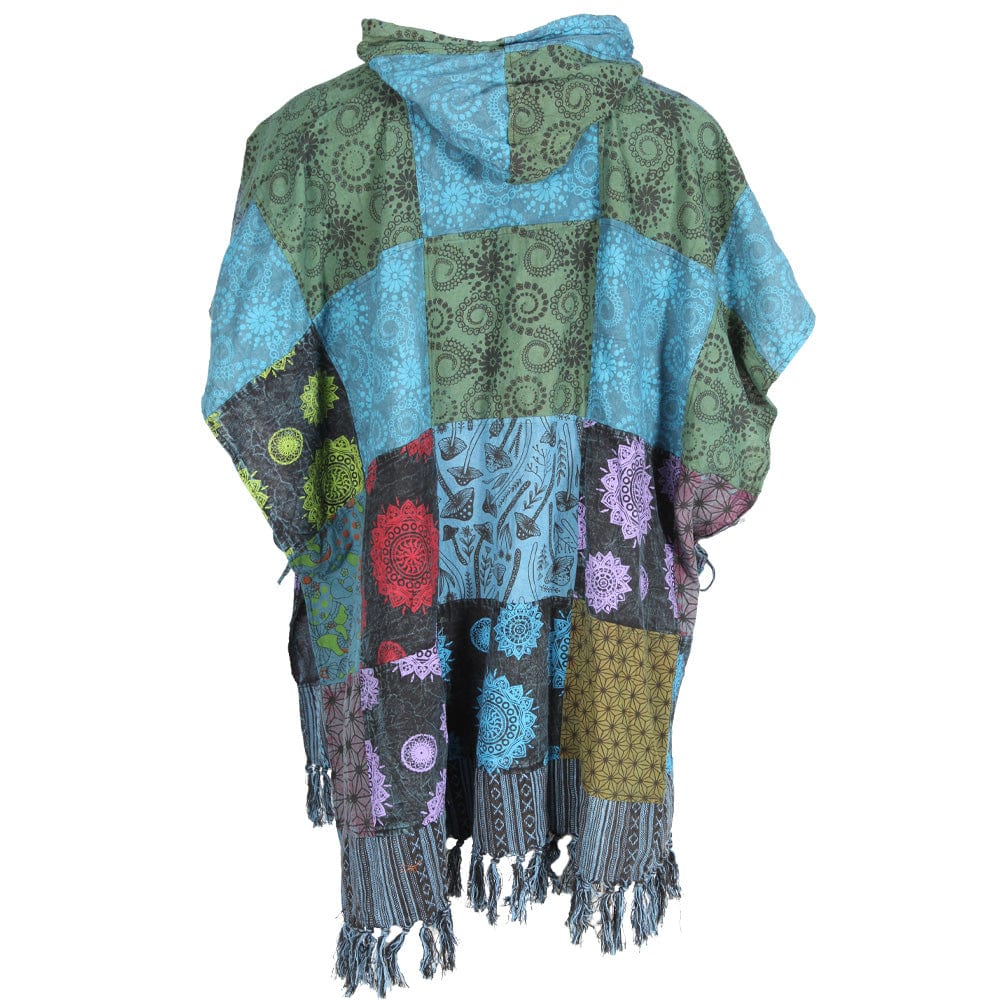 Hooded Patchwork Poncho