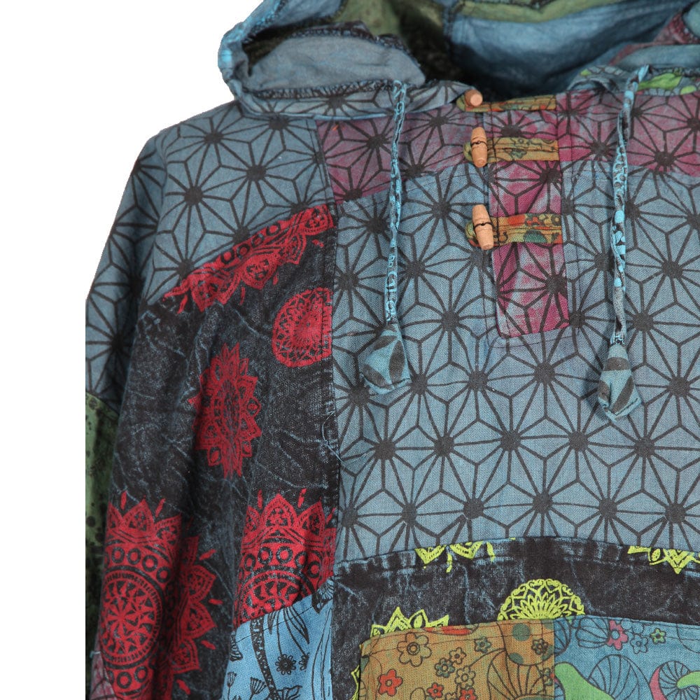 Hooded Patchwork Poncho