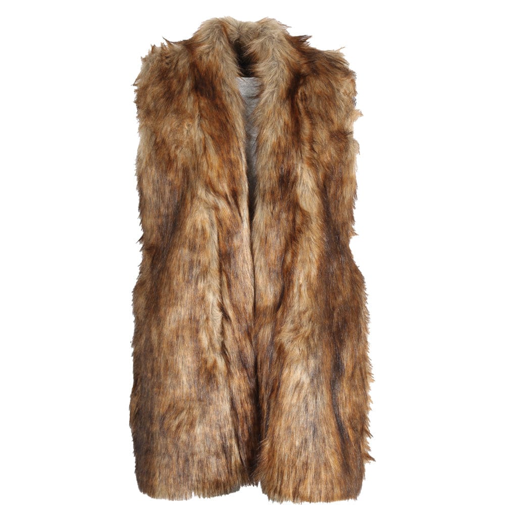 Sleeveless Faux Fur Long Coat