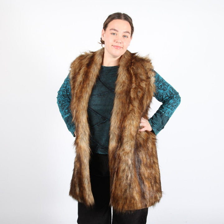 Sleeveless Faux Fur Long Coat