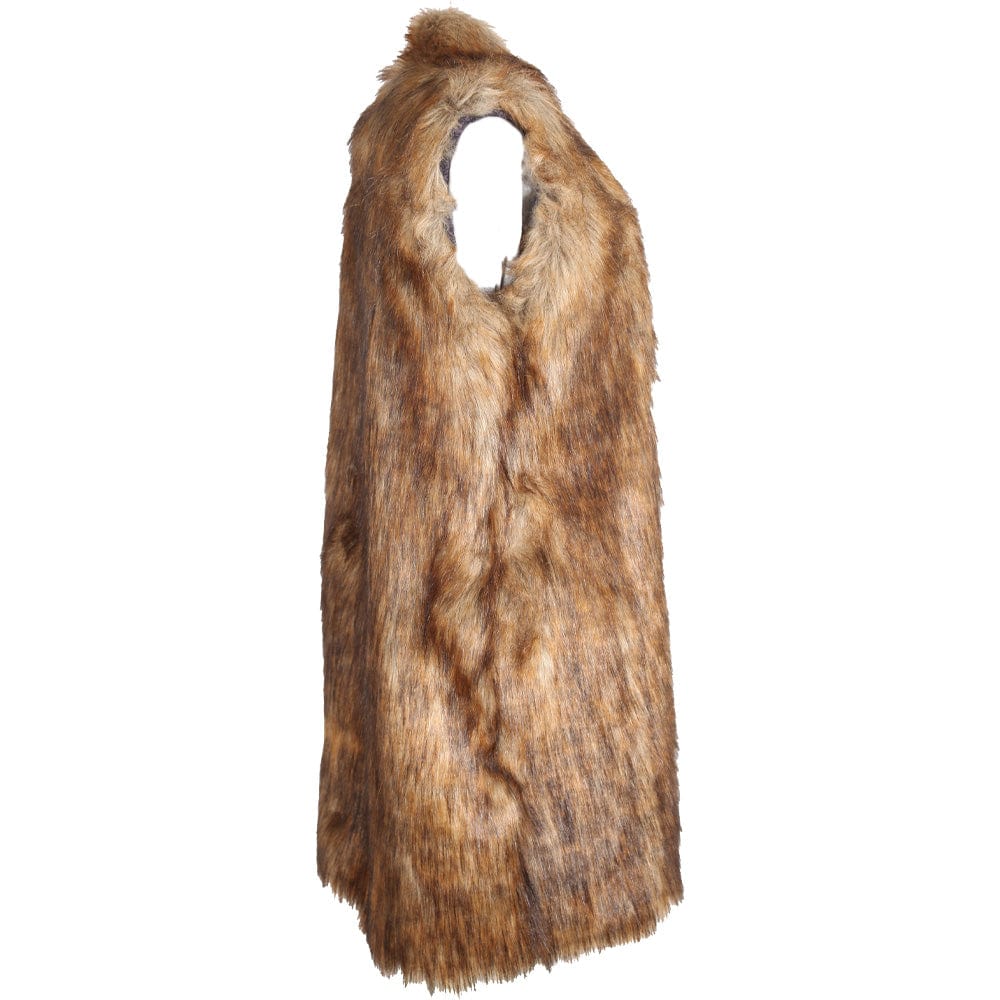 Sleeveless Faux Fur Long Coat