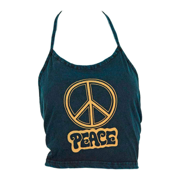 Cropped Peace Halter Neck Top