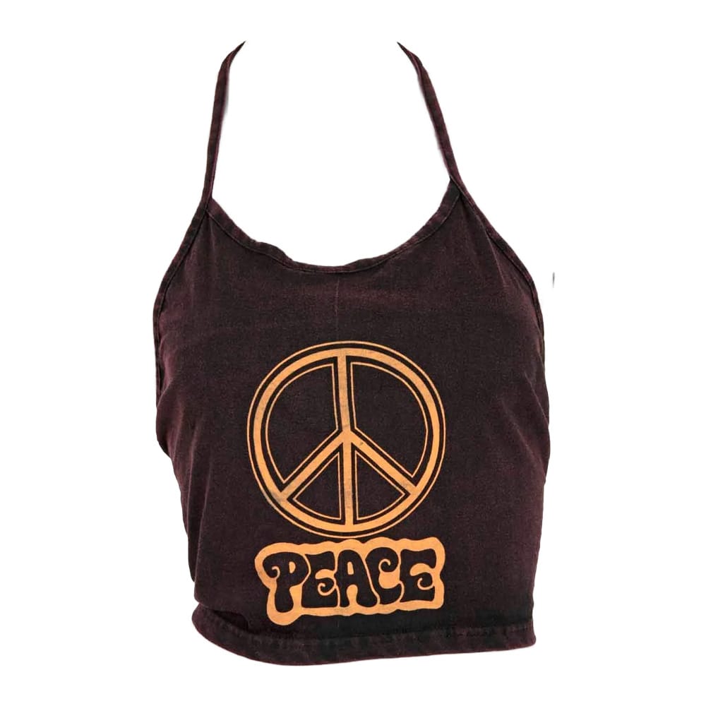 Cropped Peace Halter Neck Top