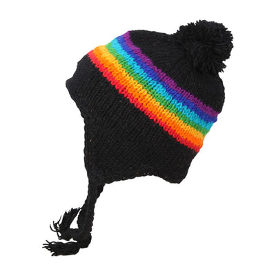 Rainbow Stripe Earflap Hat