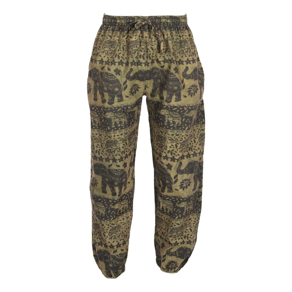 Autumnal Elephant Print Harem Trousers.