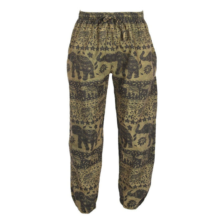 Autumnal Elephant Print Harem Trousers.