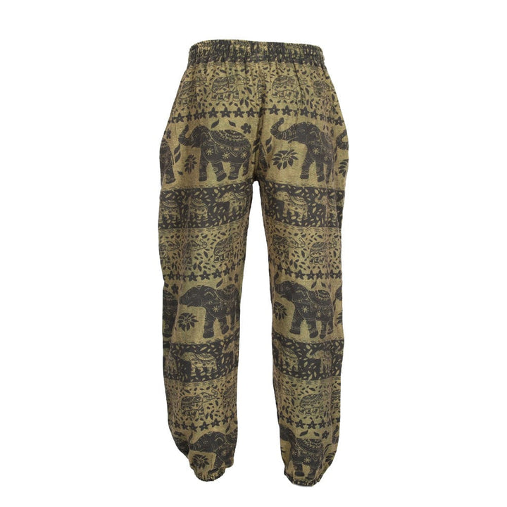 Autumnal Elephant Print Harem Trousers.