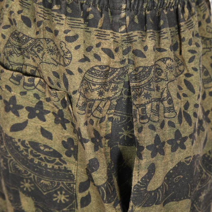 Autumnal Elephant Print Harem Trousers.