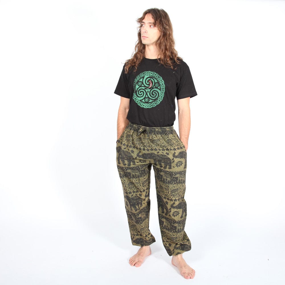 Men's Elephant Print Harem Trousers.