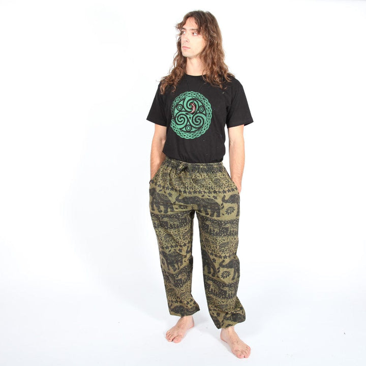 Men's Elephant Print Harem Trousers.