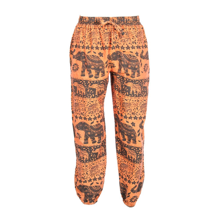 Autumnal Elephant Print Harem Trousers.