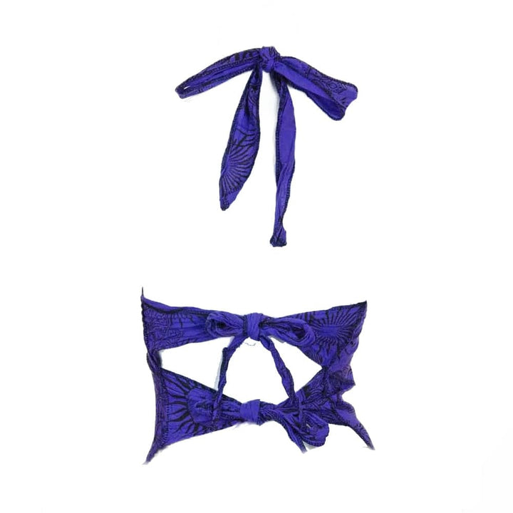 Sun And Moon Print Multi Tie Halter Top