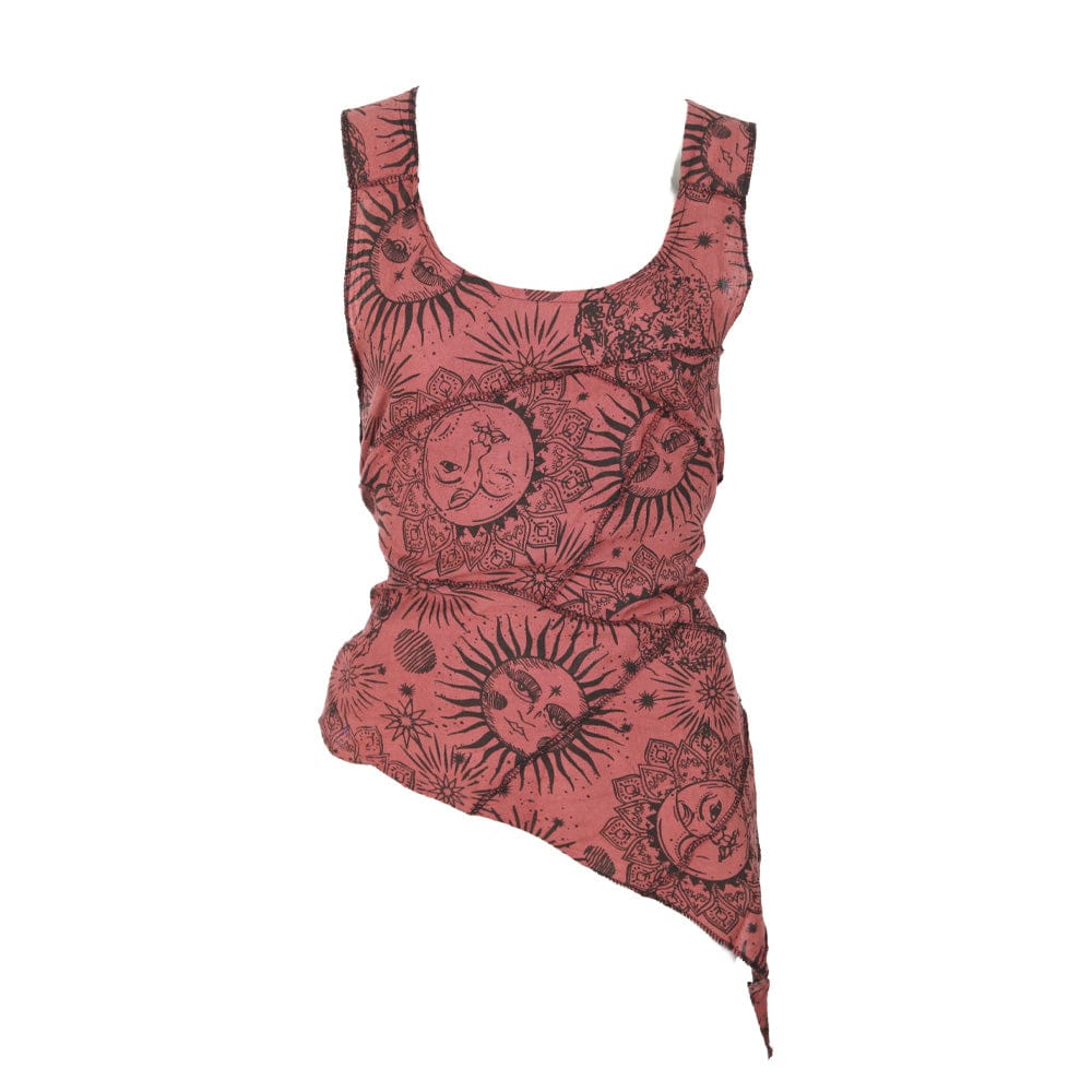 Sun And Moon Print Multi Tie Halter Top