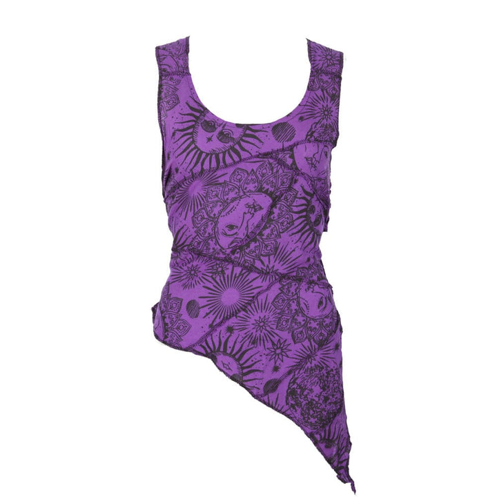 Sun And Moon Print Multi Tie Halter Top