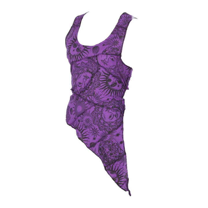 Sun And Moon Print Multi Tie Halter Top