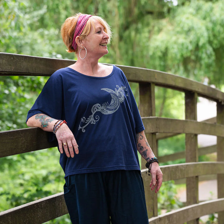 Henna Moon Print Batwing Top