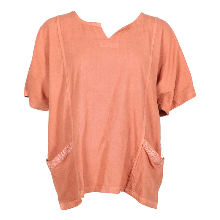 Light Embroidered Cotton Smock Top