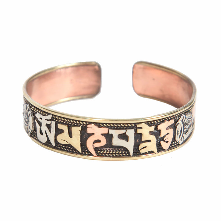 Om Mani Carved Copper Bracelet