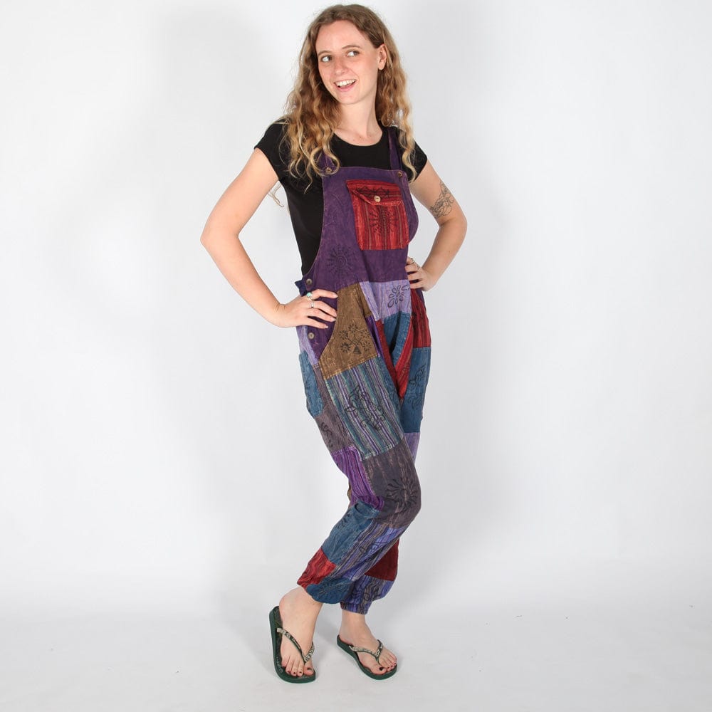 Block Print Patchwork Dungarees