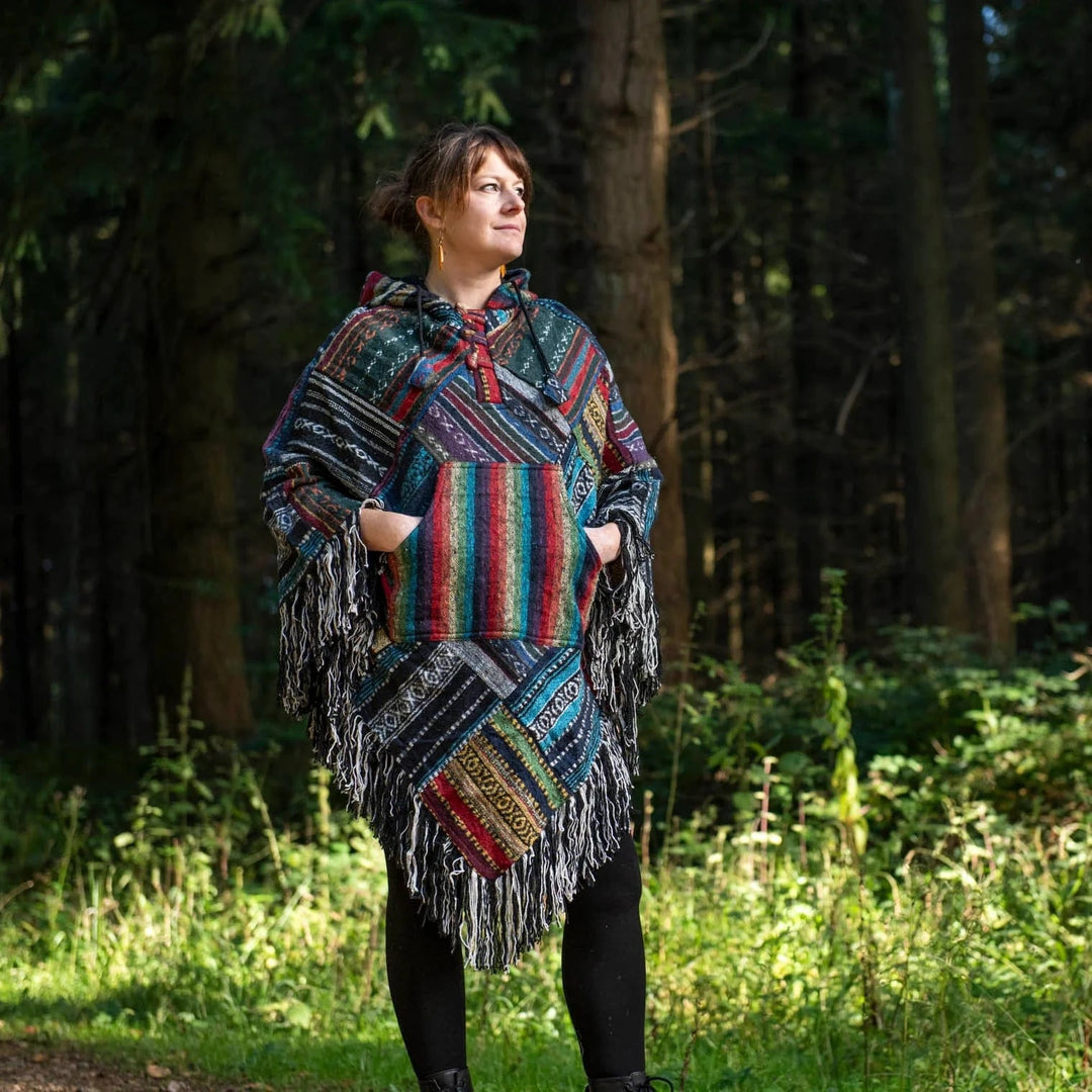 Triangle Patchwork Blanket Poncho