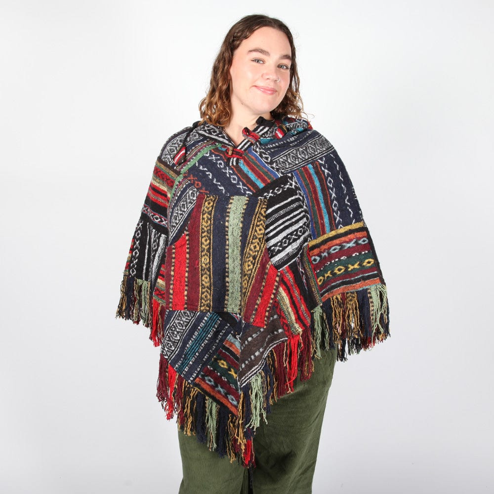 Triangle Patchwork Blanket Poncho