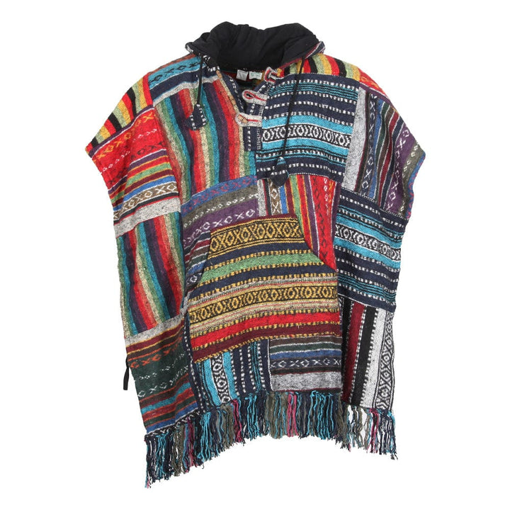 Men's Patchwork Blanket Poncho