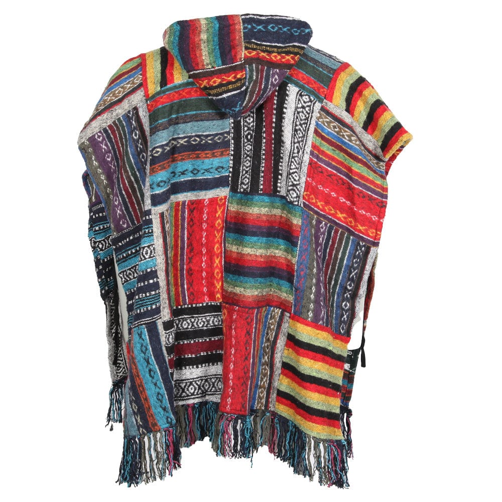 Men's Patchwork Blanket Poncho