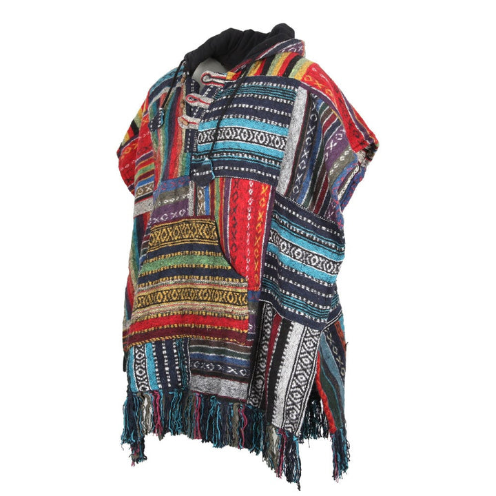 Men's Patchwork Blanket Poncho