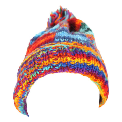 Tie Dye Knitted Patchwork Bobble Hat