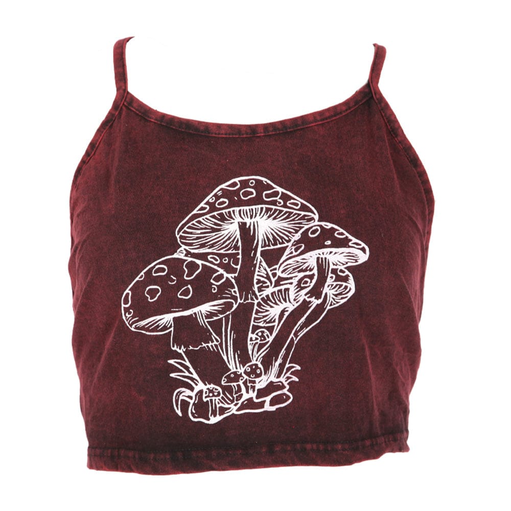 Overdyed Mushroom Print Halter Top