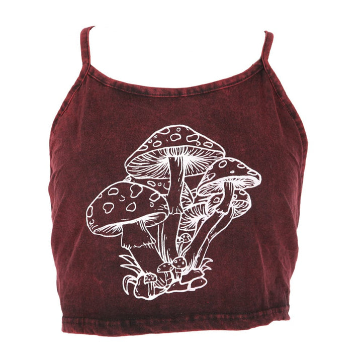 Overdyed Mushroom Print Halter Top