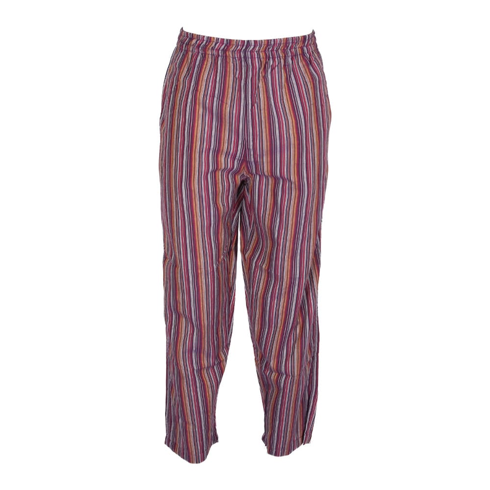 Purple Striped Cotton Trousers