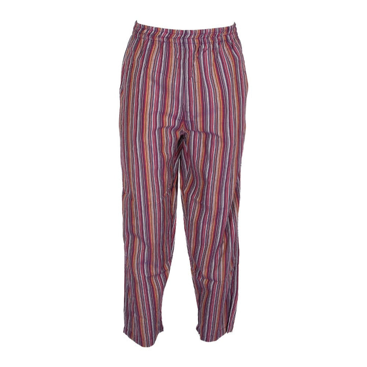 Purple Striped Cotton Trousers