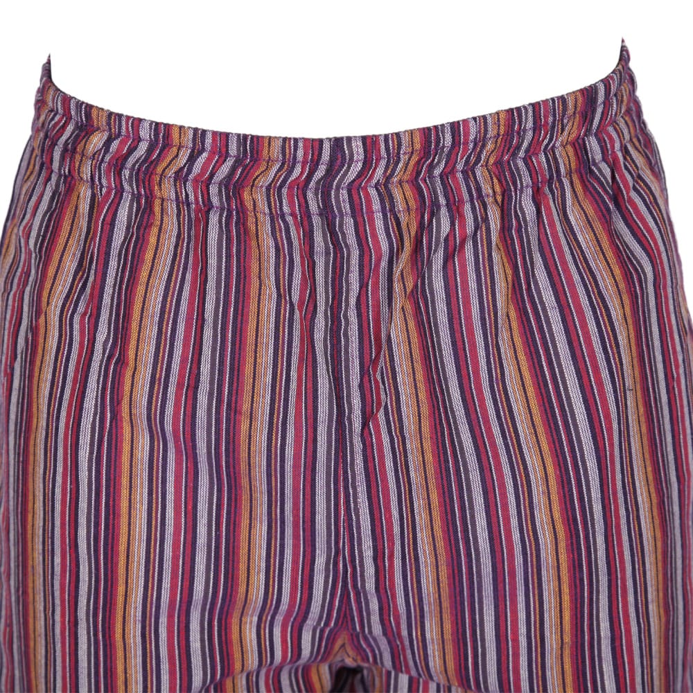 Purple Striped Cotton Trousers