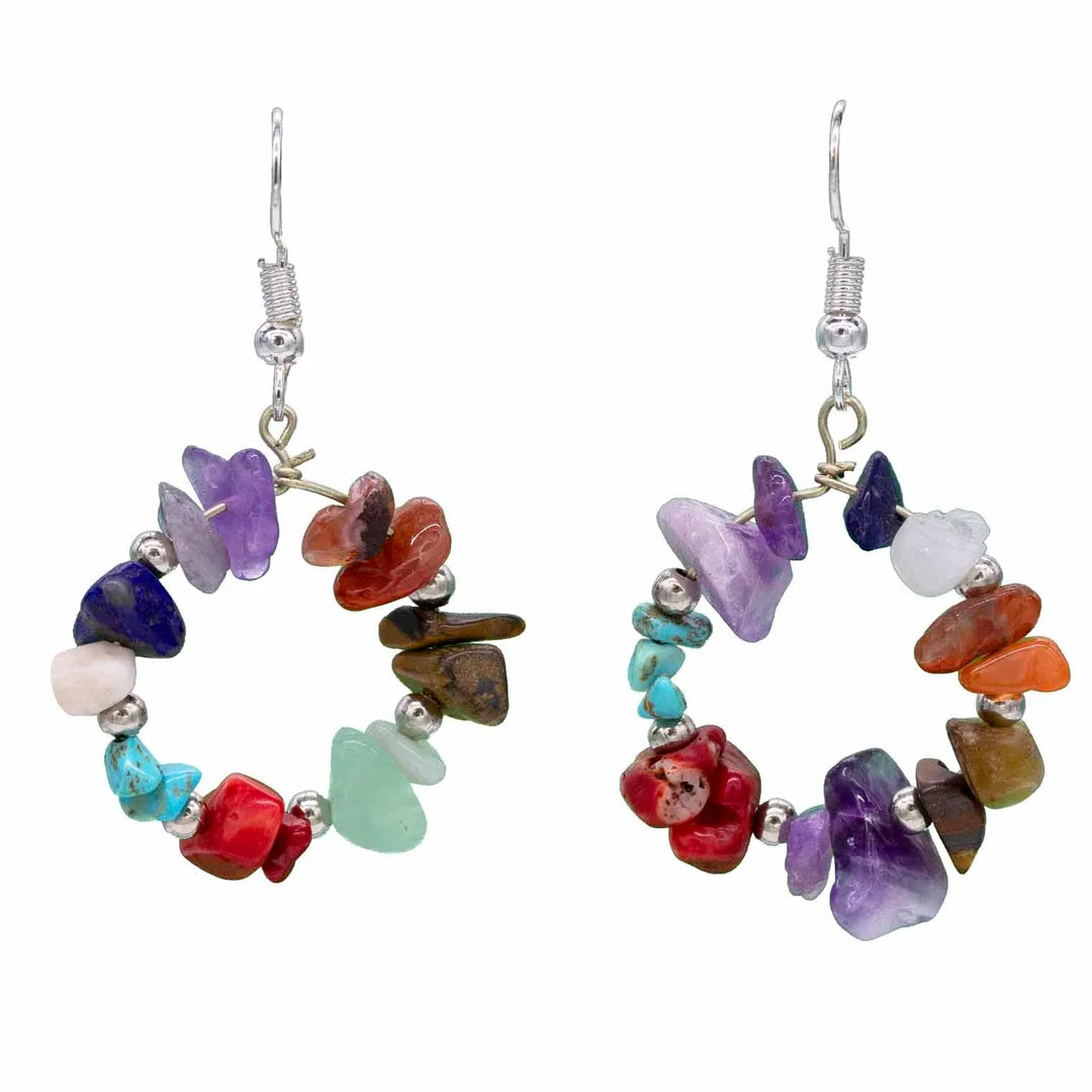 Semi Precious Ring of Stones Earrings