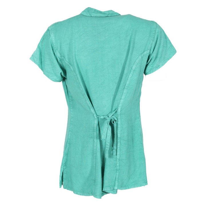 Embroidered Stonewashed Button Through Blouse