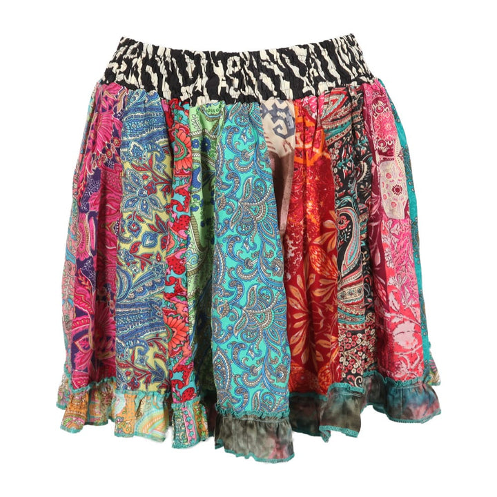 Patchwork Flowy Mini Skirt
