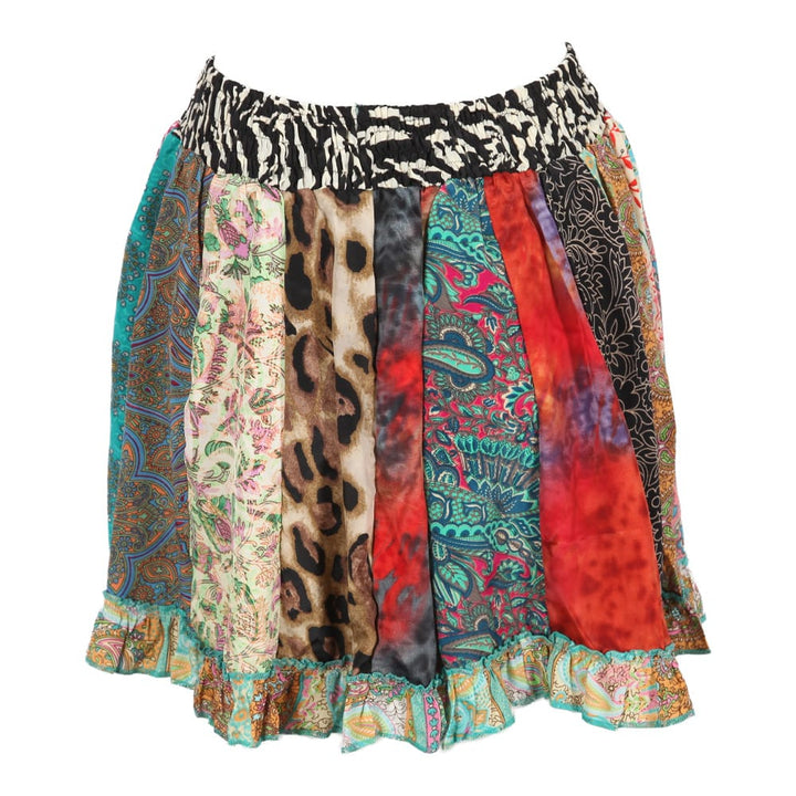 Patchwork Flowy Mini Skirt