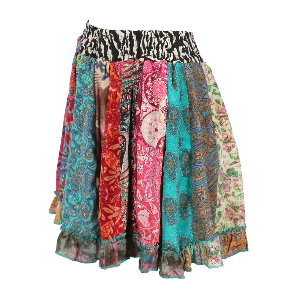 Patchwork Flowy Mini Skirt