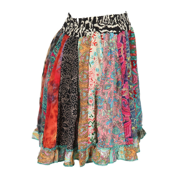 Patchwork Flowy Mini Skirt