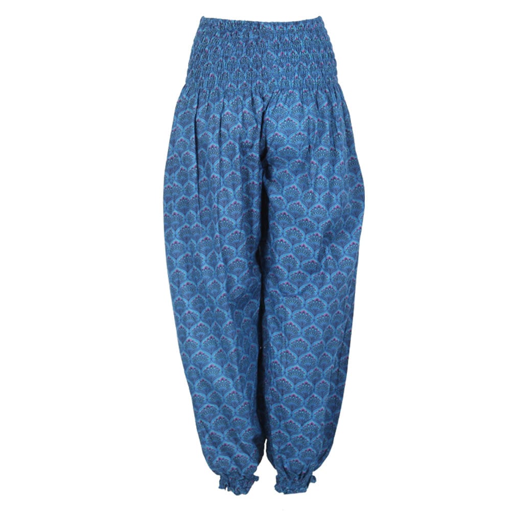 Indian Peacock Print Genie Pants