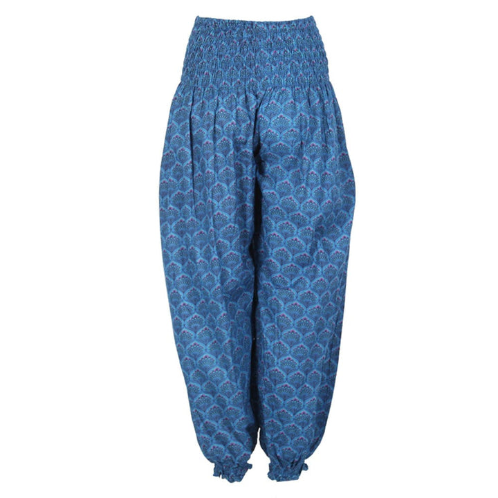 Indian Peacock Print Genie Pants