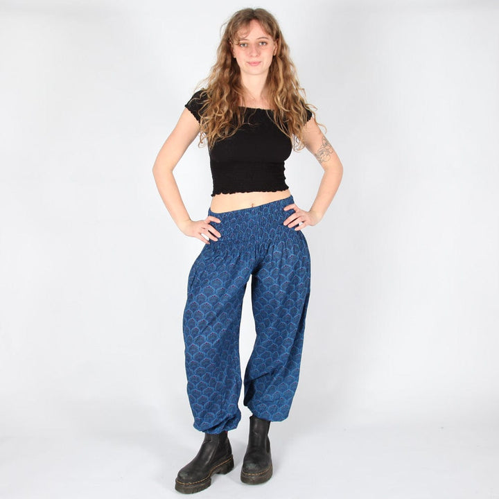 Indian Peacock Print Genie Pants