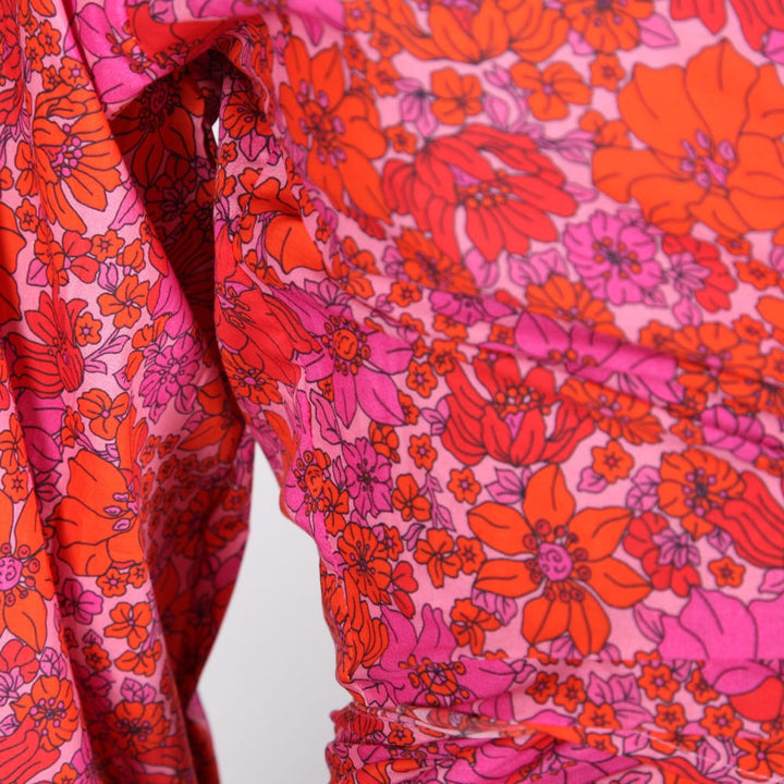 Flower Print Pom Pom Wrap Top