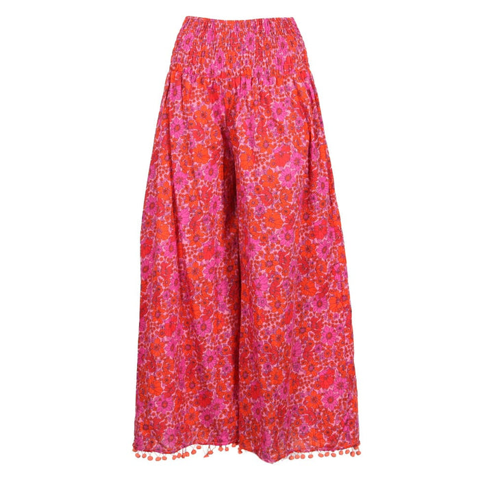 Pom Pom Hem Flower Print Trousers