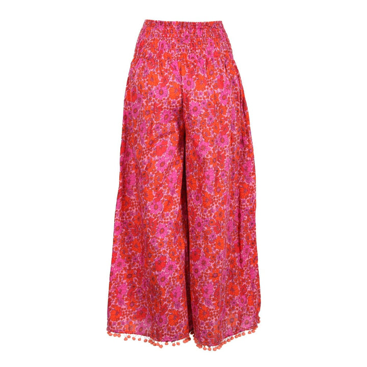 Pom Pom Hem Flower Print Trousers